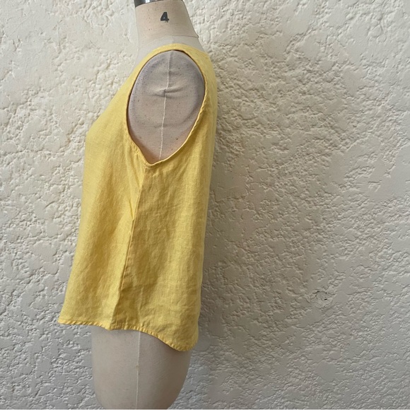 not PERFECT LINEN Yellow Tank Top in Small / Medium, Sleeveless Blouse No Flaws - Picture 9 of 10
